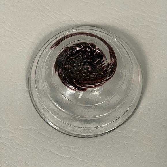 Purple Swirl Art Glass Bowl Handmade Artisan Made Textured - Picture 4 of 15